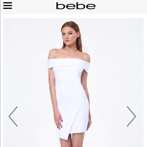 bebe off the shoulder dress